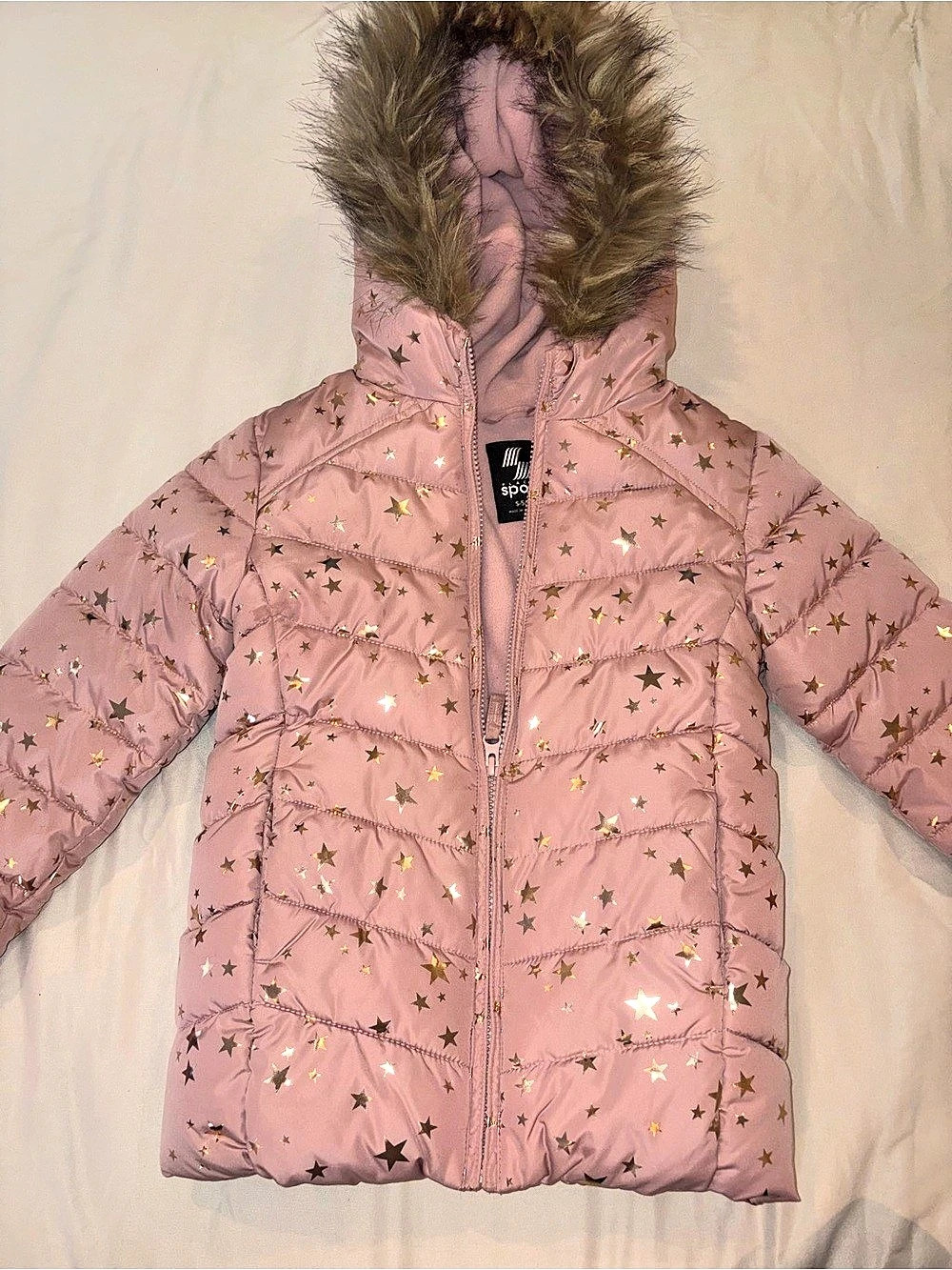 Amy Byer Kids Pink Star Print Puffer Jacket Like New